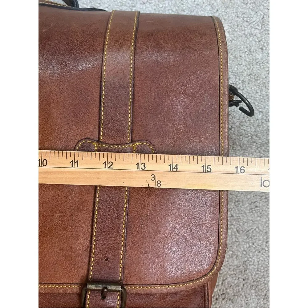 Vintage Eddie Bauer Leather Messenger Bag Briefcase Classic Timeless Preppy Tan